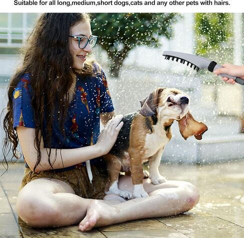Pet Wand Shower Sprayer, Dog Shower Attachment, 1.8GPM Dog Shower & Bath Accessories with Faucet Head Hook Valve 9.8 Ft Steel Hose for Dogs Cats Bath Indoor Outdoor Blue & Grey in Kuwait
