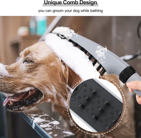 Pet Wand Shower Sprayer, Dog Shower Attachment, 1.8GPM Dog Shower & Bath Accessories with Faucet Head Hook Valve 9.8 Ft Steel Hose for Dogs Cats Bath Indoor Outdoor Blue & Grey in Kuwait