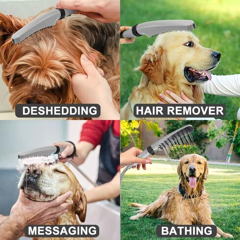 مرفق دش للكلاب في الداخل/الخارج، 4 إعدادات لضغط الماء وخرطوم غسيل الكلاب، مرفق دش استحمام احترافي للحيوانات الأليفة، 2 في 1، فرش استحمام ومنظف للكلاب مع خرطوم مرن بطول 9.8 قدم in Kuwait