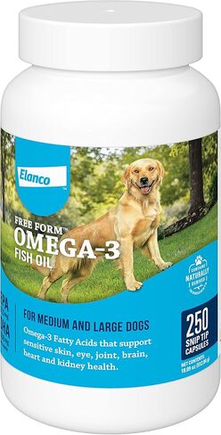 Free Form Snip Tips Omega-3 Fish Oil Liquid Supplement for Medium & Large Dogs, 60 Count in Kuwait
