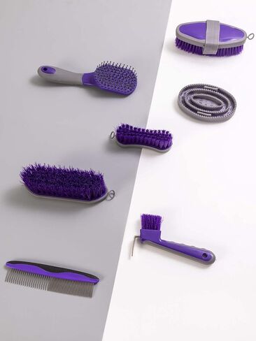 Horse Grooming Kit (12-Piece): Brushes, Storage Bag, Sweat Scraper, Mane Comb, Grooming Gloves - Purple Horse Gifts for Girls in Saudi Arabia