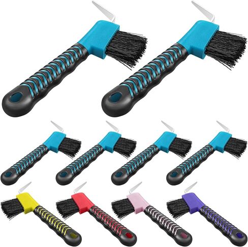 Skylety 10 Pcs Horse Hoof Pick Brush with Soft Rubber Handle Portable Hoofpick Horse Stuff Horse Supplies, Random Color in Saudi Arabia