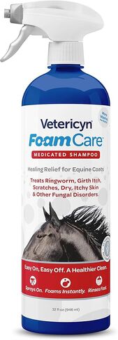 Vetericyn FoamCare Horse Shampoo | Equine Shampoo with Aloe to Promote Healthy Skin and Coat - Paraben Free - Cleans, Moisturizes, and Conditions Horse's Coat - Instant Foam Shampoo - 32-ounce in Kuwait