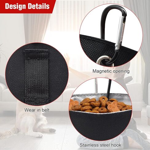 طقم تدريب الكلاب من كاتولك، 1 حقيبة محمولة لعلاج الكلاب مع 1 جهاز نقر لتدريب الكلاب للحزام، حقيبة علاج الكلاب مع مشبك وفتحة مغناطيسية، حقيبة علاج الحيوانات الأليفة بدون استخدام اليدين in Kuwait