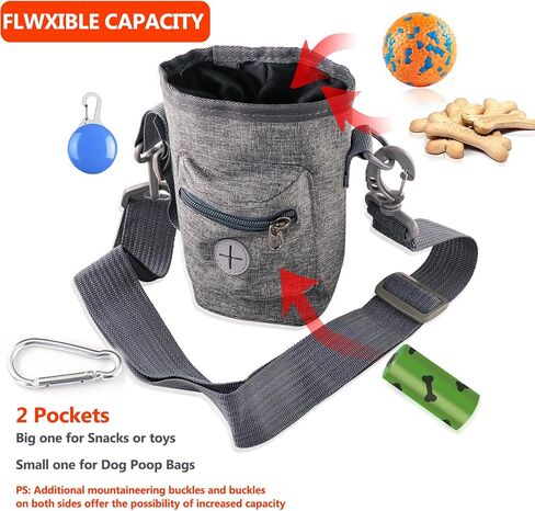 Havenfly Dog Treat Pouch for Pet Training Built in Poop Bag, with Waist Belt Shoulder Strap, Easily 4 Ways to Wear for Walking, Traveling, 1.5L for Pet Toys, Kibble, Treats - Grey in Kuwait