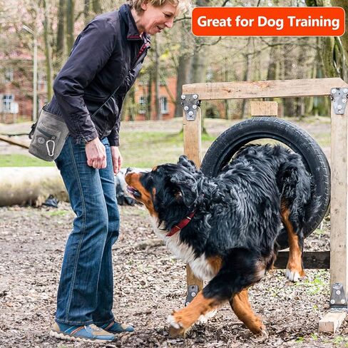 Havenfly Dog Treat Pouch for Pet Training Built in Poop Bag, with Waist Belt Shoulder Strap, Easily 4 Ways to Wear for Walking, Traveling, 1.5L for Pet Toys, Kibble, Treats - Grey in Kuwait