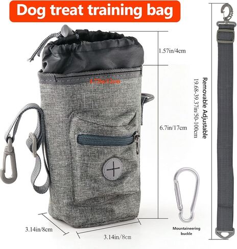 Havenfly Dog Treat Pouch for Pet Training Built in Poop Bag, with Waist Belt Shoulder Strap, Easily 4 Ways to Wear for Walking, Traveling, 1.5L for Pet Toys, Kibble, Treats - Grey in Kuwait