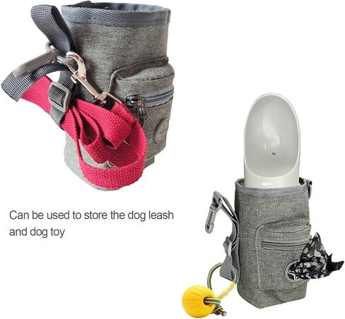 Havenfly Dog Treat Pouch for Pet Training Built in Poop Bag, with Waist Belt Shoulder Strap, Easily 4 Ways to Wear for Walking, Traveling, 1.5L for Pet Toys, Kibble, Treats - Grey in Kuwait