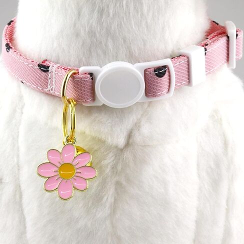 2 Pack Cat Collars Breakaway for Girl Boy Cats with Bell Daisy Pendant, Dotted Kitten Puppy Rabbit Collars (C2) in Saudi Arabia