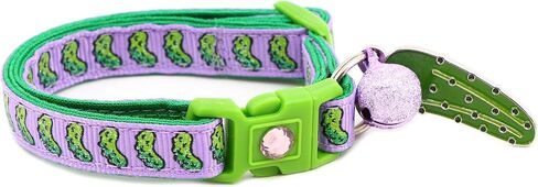 Pickle Cat Collar with Bell | Safety Breakaway Collar | Adjustable Large Size or Kitten Collar (Small(10lbs & Less), Blue) in Saudi Arabia