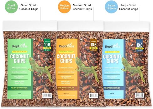 Organic Coconut Chips Substrate Clean & Ready to Use for Reptiles, Snakes, Tortoise, and Amphibians, Natural Fiber Free Husks, Clean Breeding and Bedding Flooring, Odor Absorbing - 16 Quarts in Saudi Arabia