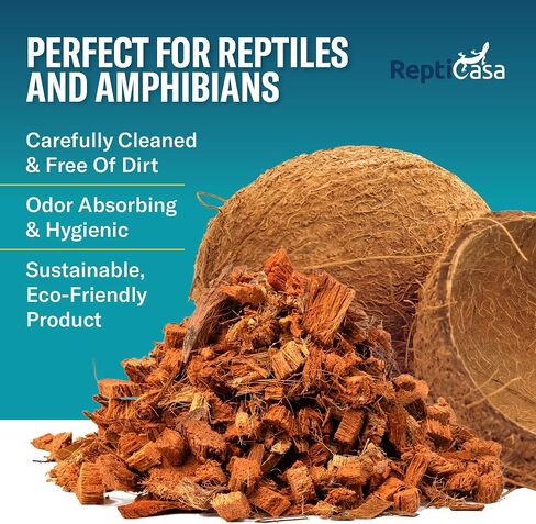 Organic Coconut Chips Substrate Clean & Ready to Use for Reptiles, Snakes, Tortoise, and Amphibians, Natural Fiber Free Husks, Clean Breeding and Bedding Flooring, Odor Absorbing - 16 Quarts in Saudi Arabia