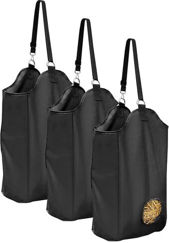 Hay Bags for Horses Sets of 3, 4.3 Inch Hole Hay Feeder for Slow Feed, Easy to Fill and Hang for Stables & Outdoor Use, 13.8 x 7.1 x 18.1 Inch Hay Bag for Horse Goats in Saudi Arabia