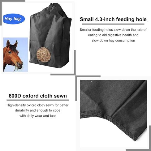 Hay Bags for Horses Sets of 3, 4.3 Inch Hole Hay Feeder for Slow Feed, Easy to Fill and Hang for Stables & Outdoor Use, 13.8 x 7.1 x 18.1 Inch Hay Bag for Horse Goats in Saudi Arabia
