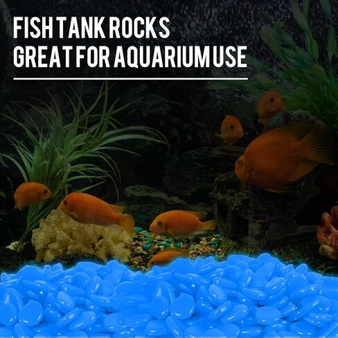 Oubest يتوهج في الصخور المظلمة لخزان الأسماك، حصى متوهجة تدوم طويلاً لديكورات حوض السمك، والمناظر الطبيعية الخارجية، وديكور الحديقة، والمزارع، والممشى (أبيض، 200 قطعة) in Kuwait