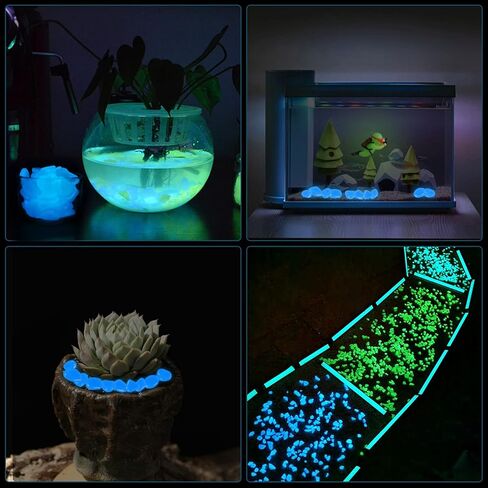 Oubest يتوهج في الصخور المظلمة لخزان الأسماك، حصى متوهجة تدوم طويلاً لديكورات حوض السمك، والمناظر الطبيعية الخارجية، وديكور الحديقة، والمزارع، والممشى (أبيض، 200 قطعة) in Kuwait