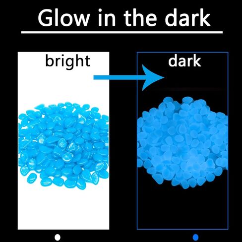 Oubest يتوهج في الصخور المظلمة لخزان الأسماك، حصى متوهجة تدوم طويلاً لديكورات حوض السمك، والمناظر الطبيعية الخارجية، وديكور الحديقة، والمزارع، والممشى (أبيض، 200 قطعة) in Kuwait