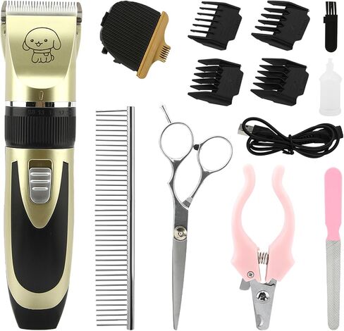 JIANWEI Dog Clippers- Electric Pet Shaver Low Noise Hair Trimmer Tool Rechargeable Dog Cat Grooming Clipper with 4 Limit Brushes for Small and Large Dogs Cats Animals (2) in Saudi Arabia