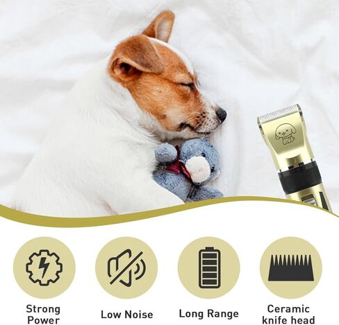 JIANWEI Dog Clippers- Electric Pet Shaver Low Noise Hair Trimmer Tool Rechargeable Dog Cat Grooming Clipper with 4 Limit Brushes for Small and Large Dogs Cats Animals (2) in Saudi Arabia