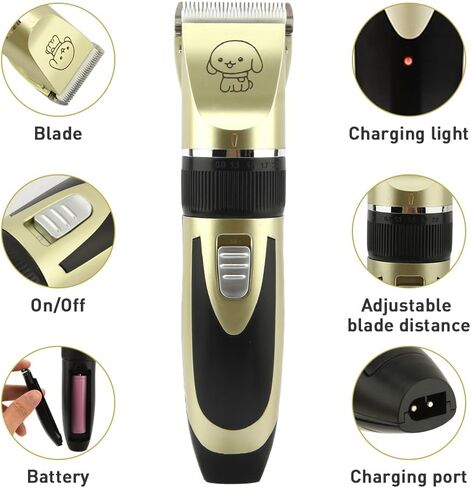 JIANWEI Dog Clippers- Electric Pet Shaver Low Noise Hair Trimmer Tool Rechargeable Dog Cat Grooming Clipper with 4 Limit Brushes for Small and Large Dogs Cats Animals (2) in Saudi Arabia