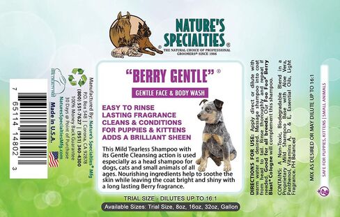 شامبو لطيف بالتوت من شركة Nature's Specialities للكلاب والقطط، غير سام وقابل للتحلل البيولوجي، 2 أونصة in Saudi Arabia