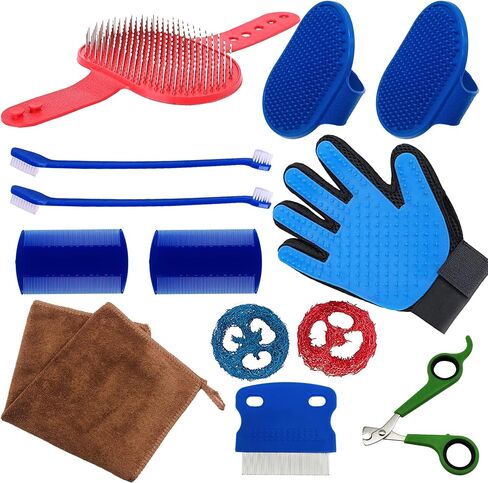 NA Allazone 13 PCS Rabbit Grooming Kit Small Animal Grooming Supplies, Double-Sided Comb, Rabbit Brush for Shedding, Nail Clipper and Trimmer, Toothbrush for Bunny Rabbit Hamster in Saudi Arabia
