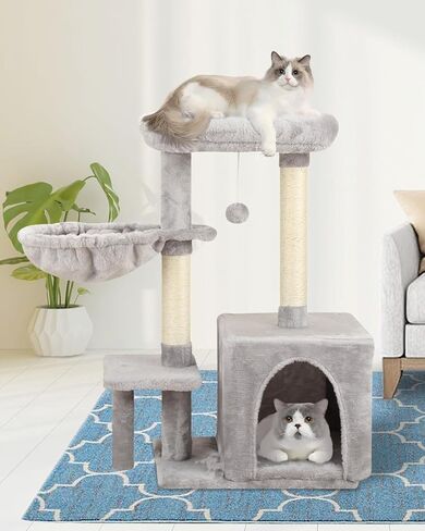 MIAO PAW 15Cat Tree Tower Condo Sisal Post Scratching Furniture Activity Center Play House Cat Bed Grey in Kuwait