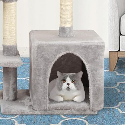 MIAO PAW 15Cat Tree Tower Condo Sisal Post Scratching Furniture Activity Center Play House Cat Bed Grey in Kuwait