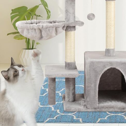 MIAO PAW 15Cat Tree Tower Condo Sisal Post Scratching Furniture Activity Center Play House Cat Bed Grey in Kuwait