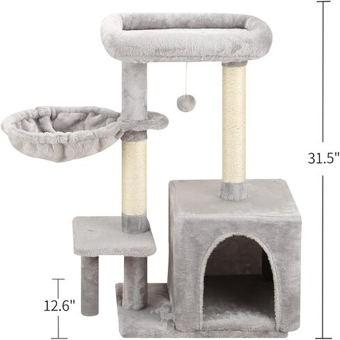 MIAO PAW 15Cat Tree Tower Condo Sisal Post Scratching Furniture Activity Center Play House Cat Bed Grey in Kuwait