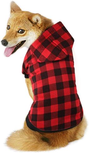 Plaid Dog Hoodie Sweatshirt Sweater for Large Dogs Cat Puppy Clothes Coat Warm and Soft(L) in Kuwait