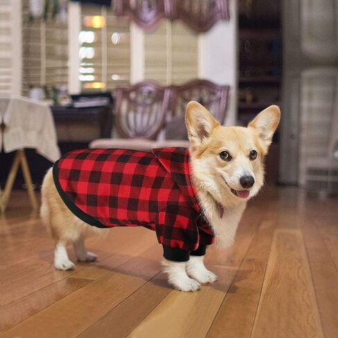 Plaid Dog Hoodie Sweatshirt Sweater for Large Dogs Cat Puppy Clothes Coat Warm and Soft(L) in Kuwait