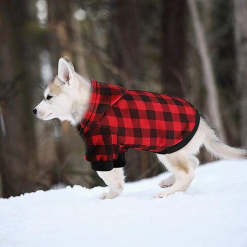 Plaid Dog Hoodie Sweatshirt Sweater for Large Dogs Cat Puppy Clothes Coat Warm and Soft(L) in Kuwait