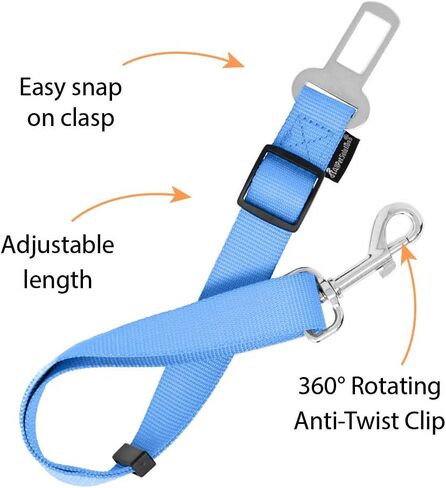 All Pet Solutions Dog/Cat Seat Belt Car Vehicle Safety Adjustable Travel Lead for Harness or Collar (Single, Blue) in Saudi Arabia