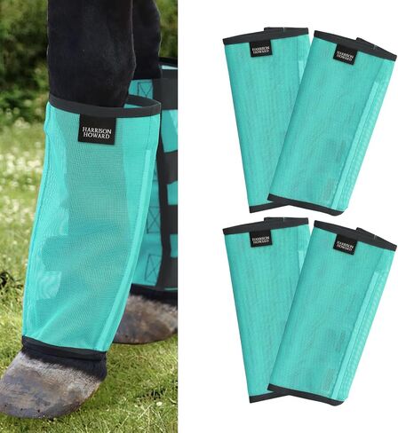 Harrison Howard Loose Fitting Fly Boots UV-Protective Extra Tough Mesh Ventilated Four Fasteners Stay-on Design Protect Horse Legs & Stomp-Reducing Set of 4 Dark Grey Mini in Saudi Arabia