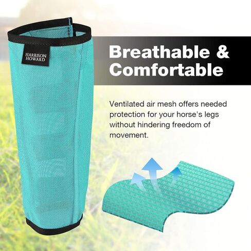 Harrison Howard Loose Fitting Fly Boots UV-Protective Extra Tough Mesh Ventilated Four Fasteners Stay-on Design Protect Horse Legs & Stomp-Reducing Set of 4 Dark Grey Mini in Saudi Arabia