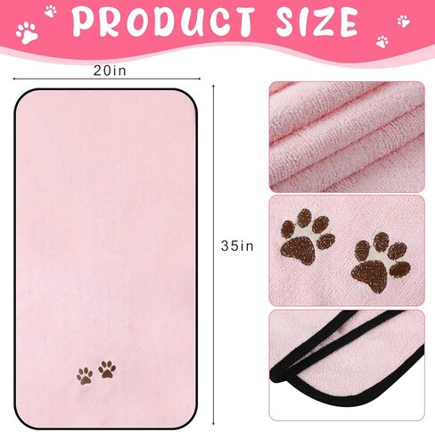 12 Packs Dog Drying Towels Dog Grooming Microfiber Towel Absorbent Soft Pet Towels with Embroidered Claw Towels Accessories Quick Drying of Dogs, Cats Pet 20 x 35 Inches in Kuwait