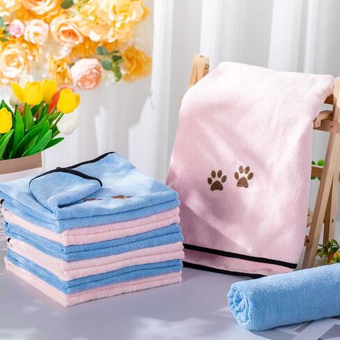 12 Packs Dog Drying Towels Dog Grooming Microfiber Towel Absorbent Soft Pet Towels with Embroidered Claw Towels Accessories Quick Drying of Dogs, Cats Pet 20 x 35 Inches in Kuwait
