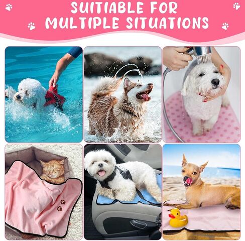 12 Packs Dog Drying Towels Dog Grooming Microfiber Towel Absorbent Soft Pet Towels with Embroidered Claw Towels Accessories Quick Drying of Dogs, Cats Pet 20 x 35 Inches in Kuwait