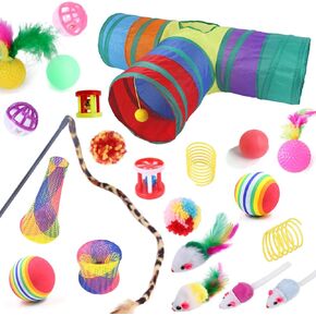 RUNANIA Cat Tunnel for Indoor, 22 Pcs Cat Toys Set Collapsible Kitty Tunnel Tube Interactive Toys for Cat Puppy Kitten in Kuwait