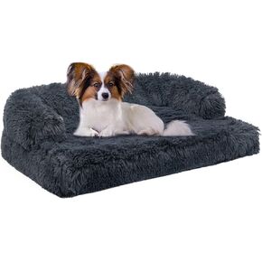 Dogs/Cats Curved Sofa Bed, Orthopedic Memory Foam Dog Bed, Removable Easy-Clean Cover Pet Bed, Couch Dog Beds for Small, Medium, Large Pets.L, Noble Grey. in Saudi Arabia