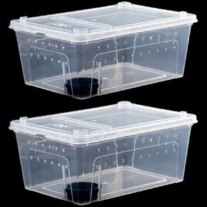 Critter Keeper 2-Pack, Cricket Cage & Reptile Feeding Box 12.59"x8.66"x5.9" Transparent Portable Plastic Snake Habitat Escape-Proof Ventilated Design for Gecko, Tarantula, Scorpion, Spider, Frog in Saudi Arabia