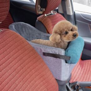 HIFUAR Pet Car Booster Seat Small Dogs Armrest Booster Seat for Car,Middle Console Dog Car Seat Center Console Doggie Seat (Black and White Grid)