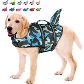 Doglay Dog Life Jacket Shark, Ripstop Dog Life Vests for Swimming Boating with High Buoyancy and Rescue Handle, Adjustable Dog Life Jacket Pet Flotation Vest for Small Medium Large Dogs.