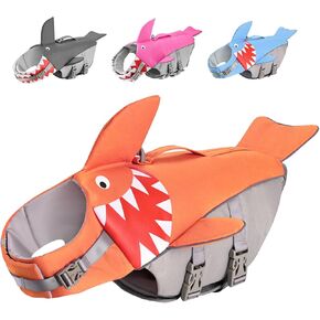 Dog Life Jacket Swimming Vest: Dog Life Vest for Swimming Boating Adjustable Pet Life Preserver for Medium Dogs - Ripstop & with Reflective Stripes Rescue Handle (Orange,M)