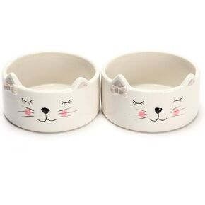 كورراجونج فارم هاوس مجموعة من 2 وعاء سيراميك للقطط - عرض 4.5 انش × ارتفاع 2 انش - وعاء ماء للقطط ووعاء طعام للقطط - اوعية طعام قطط لطيفة للقطط في الاماكن المغلقة - فريدة من نوعها للغاية in Kuwait