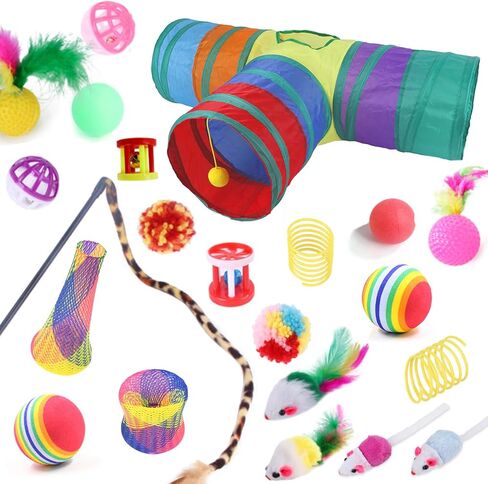 RUNANIA Cat Tunnel for Indoor, 22 Pcs Cat Toys Set Collapsible Kitty Tunnel Tube Interactive Toys for Cat Puppy Kitten in Kuwait