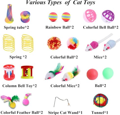 RUNANIA Cat Tunnel for Indoor, 22 Pcs Cat Toys Set Collapsible Kitty Tunnel Tube Interactive Toys for Cat Puppy Kitten in Kuwait