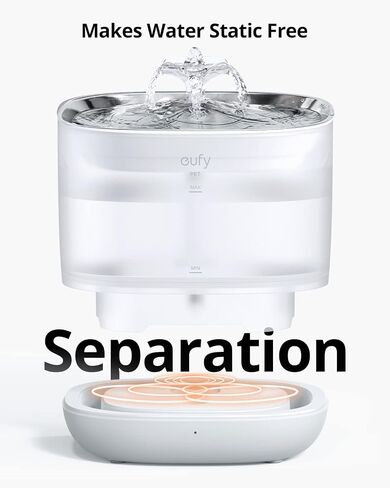 eufy Pet Water Fountain, SafeSip Pump Cat Water Fountain for Small Dogs and Cats, Dishwasher Safe Stainless Steel Cat Water Fountain, 3L Capacity, BPA-Free, Ultra-Quite, Easy to Clean in Saudi Arabia