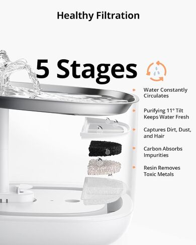 eufy Pet Water Fountain, SafeSip Pump Cat Water Fountain for Small Dogs and Cats, Dishwasher Safe Stainless Steel Cat Water Fountain, 3L Capacity, BPA-Free, Ultra-Quite, Easy to Clean in Saudi Arabia